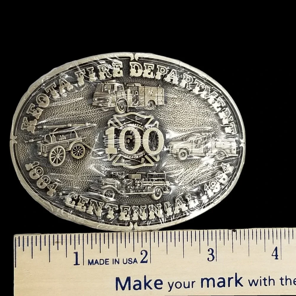 NEW‎ Keota Fire Department Centennial 1884-1984 Solid Brass Belt Buckle Vintage